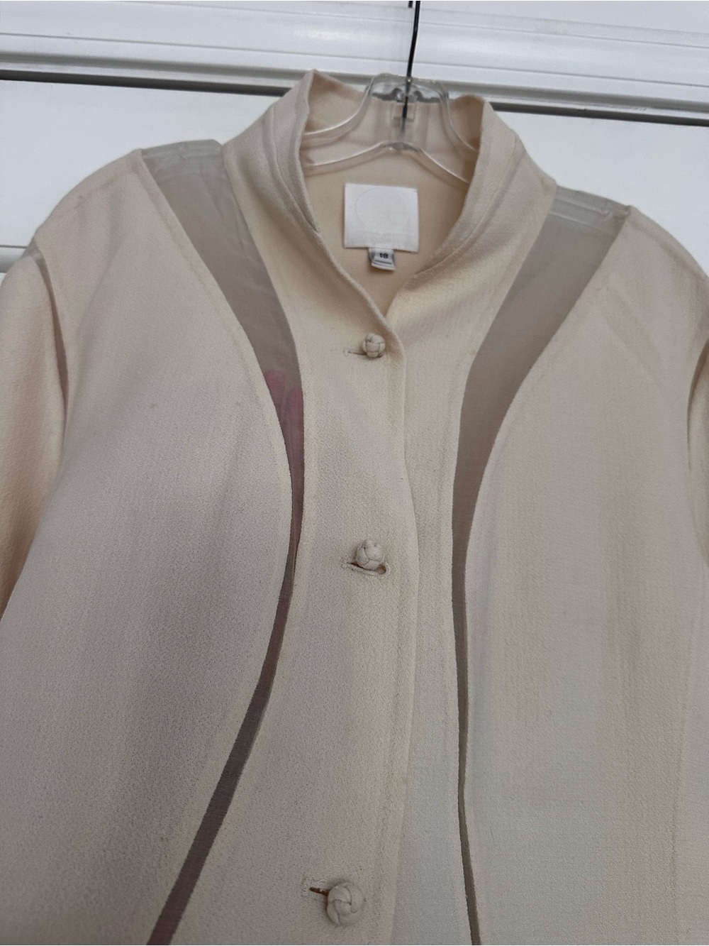 Ralph Rucci CHADO 100% Wool Jacket Ivory Mesh Panel Architectural Size 18 - Picture 7 of 12